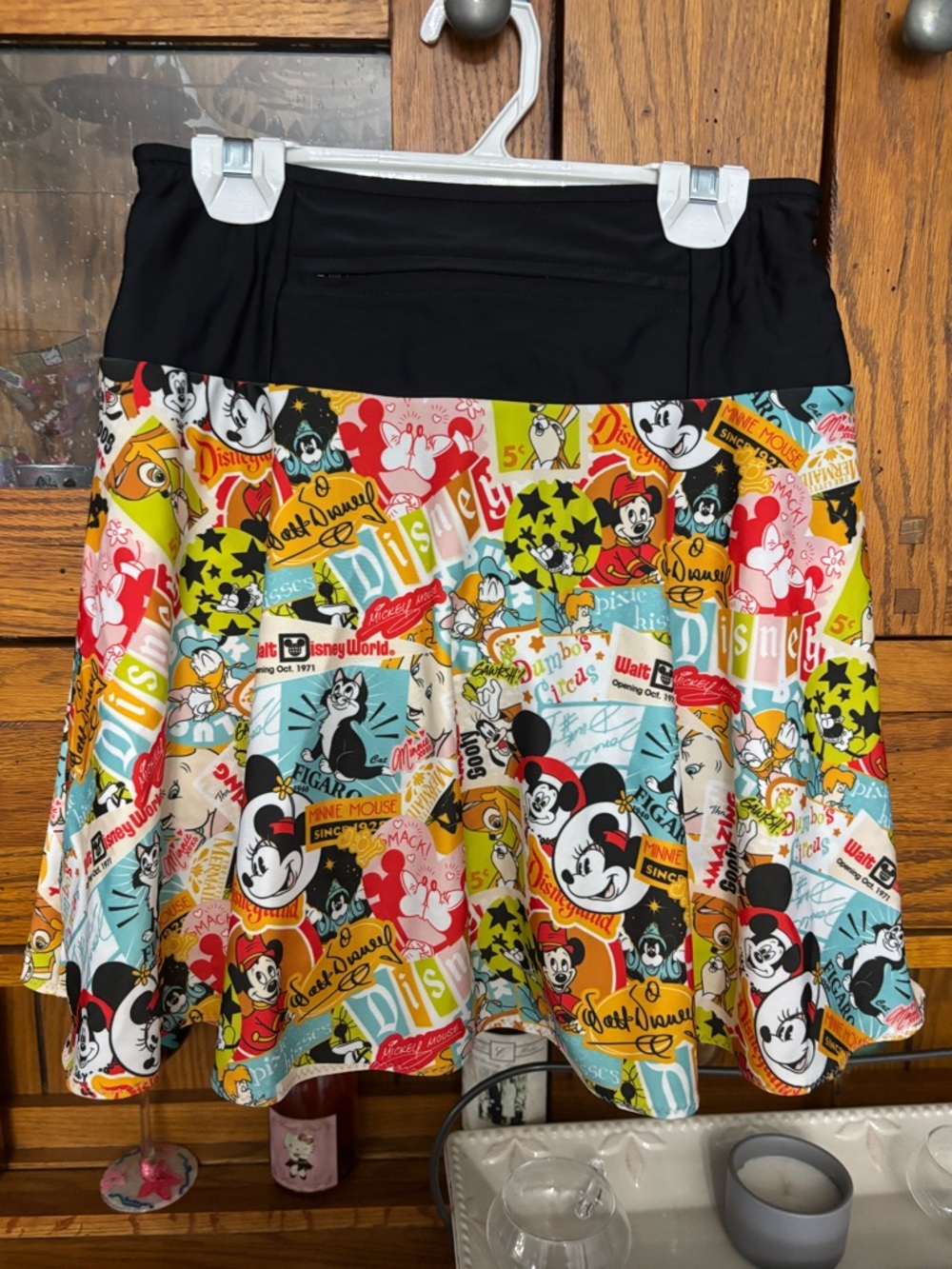 Disney Print Circle Skirt with Black Waistband